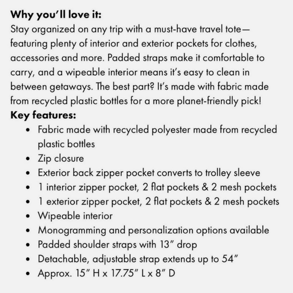 thirty-one Voyager Tote travel bag - Picture 3 of 5